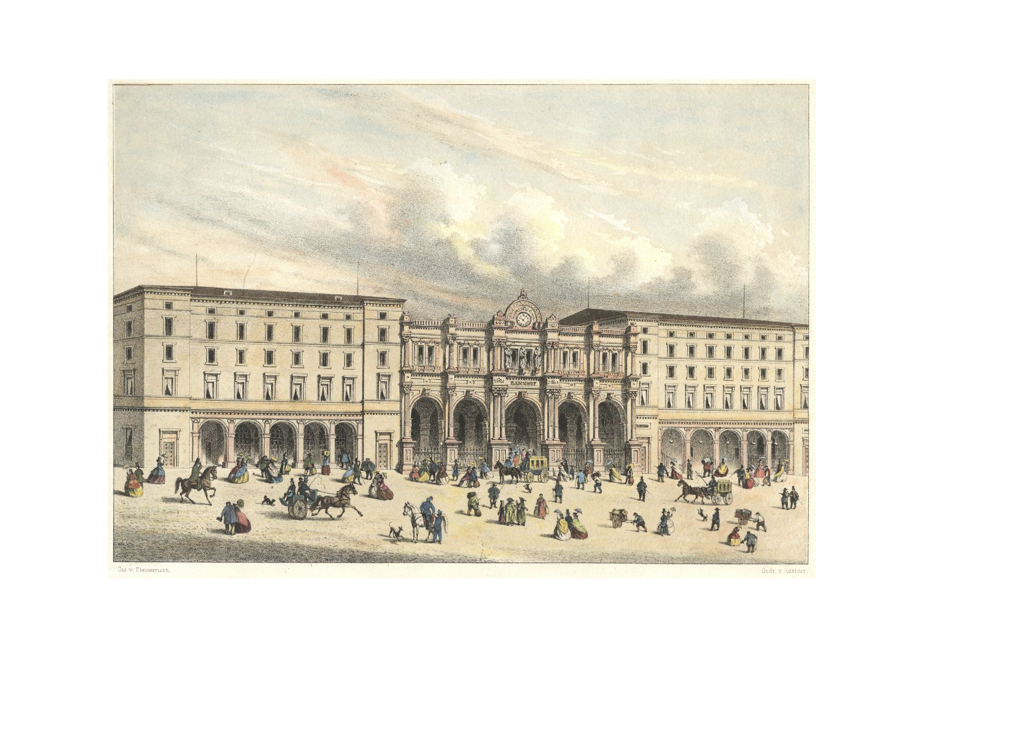 Der alte Stuttgarter Bahnhof, 1864.